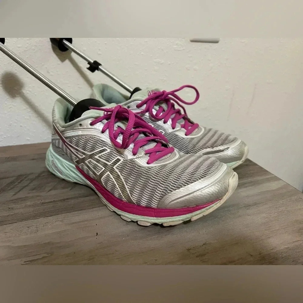 ASICS DynaFlyte Flytefoam Women's Athletic Sneaker, Size 8, Grey, Teal & Pink